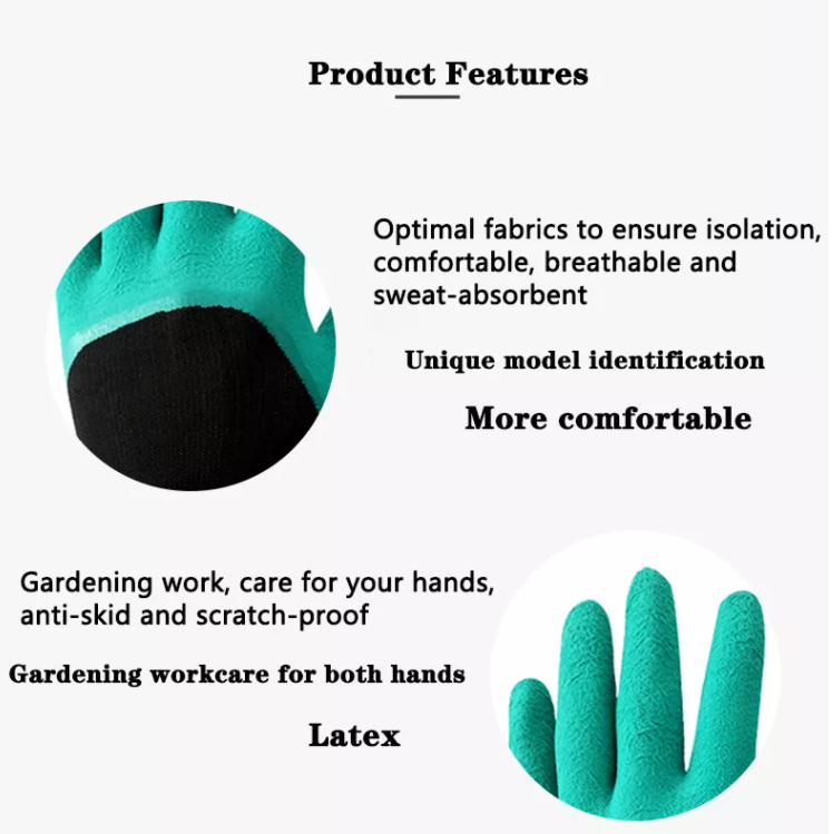 Wholesale Digging Planting Guantes Garden Safety Waterproof Latex Nitrile Foam Work Gardening Gloves Men With Claws