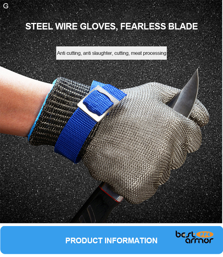 Durable Level 9 Cut-Resistant Gloves Wire Metal Mesh Rustproof Anti-Cut Stainless Steel Safety Gloves for Working