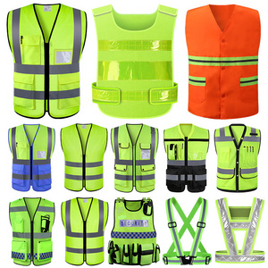 Custom Logo Reflective Motorcycle Jacket Multi-Pocket Hi Vis Traffic Duty Vest Outdoor Utility Clip-on Safety Reflector Vest