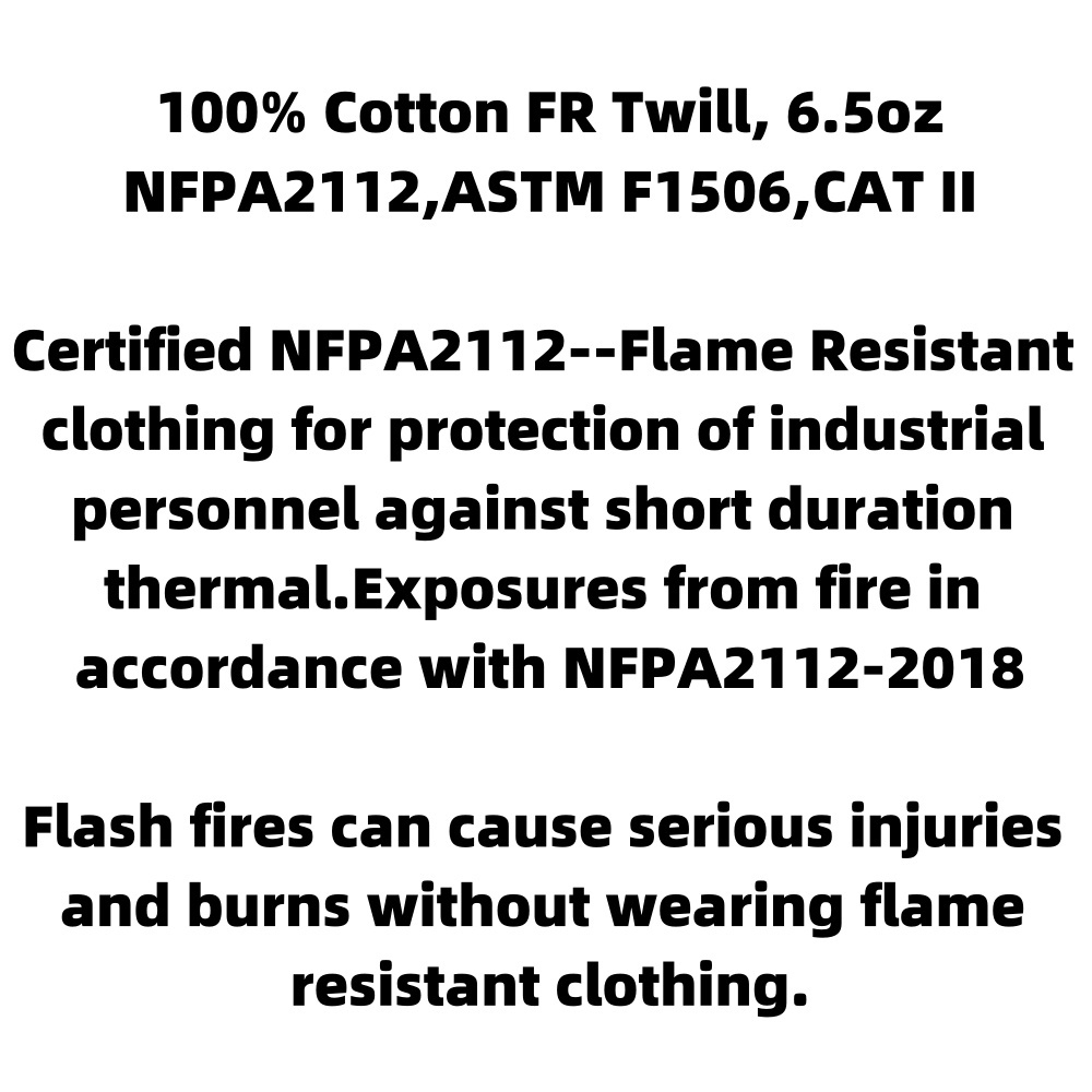 Hot Sale NFPA 2112 CAT 2 Flame Retardant Fire Resistant Shirts Long Sleeve with Pearl Snap Buttons Safety Clothing