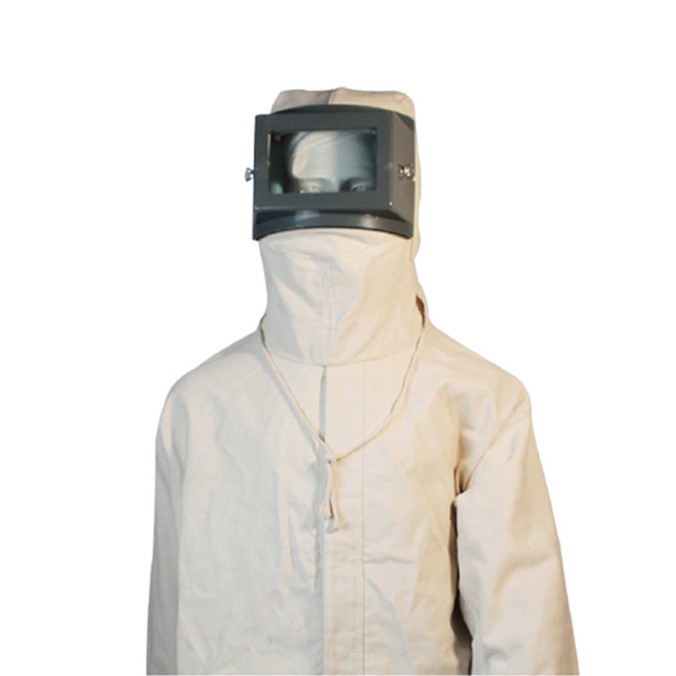 Wholesale Protective Work Clothes Dust-Proof Jacket with Abrasive Resistant Sandblasting Suits and Helmet Welding Clothing