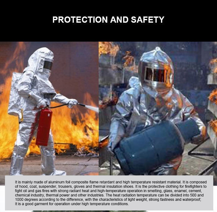 High Temperature Performance Aluminized Fireproof Coverall Heat Resistant and Radiation Proof Safety Clothing Protection Suit