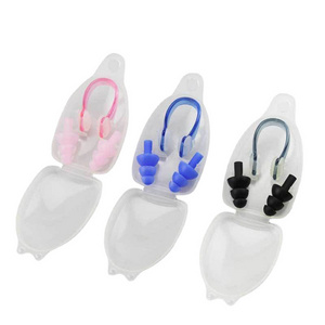 Boxed Anti-Noise Silicone Nose Clip Earplugs 27db Noise Reduction Waterproof Swim Ear Plugs for Swimming and Bathing Learning