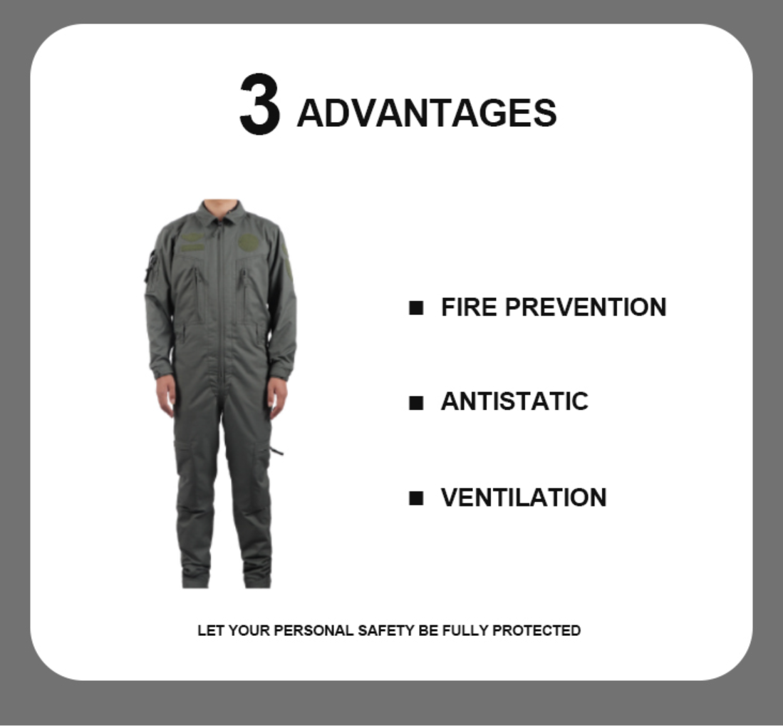 Custom Tactical Workwear Fire Resistant Aramid fiber Safety Fr Flying Work Wear Uniform Pilot Flight Suit Coveralls