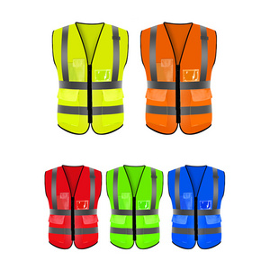 High Visibility Safety Vest Quality Manufacturer's Wholesale Hi Vis Reflector Jacket with Custom Logo Orange Green Black Colors