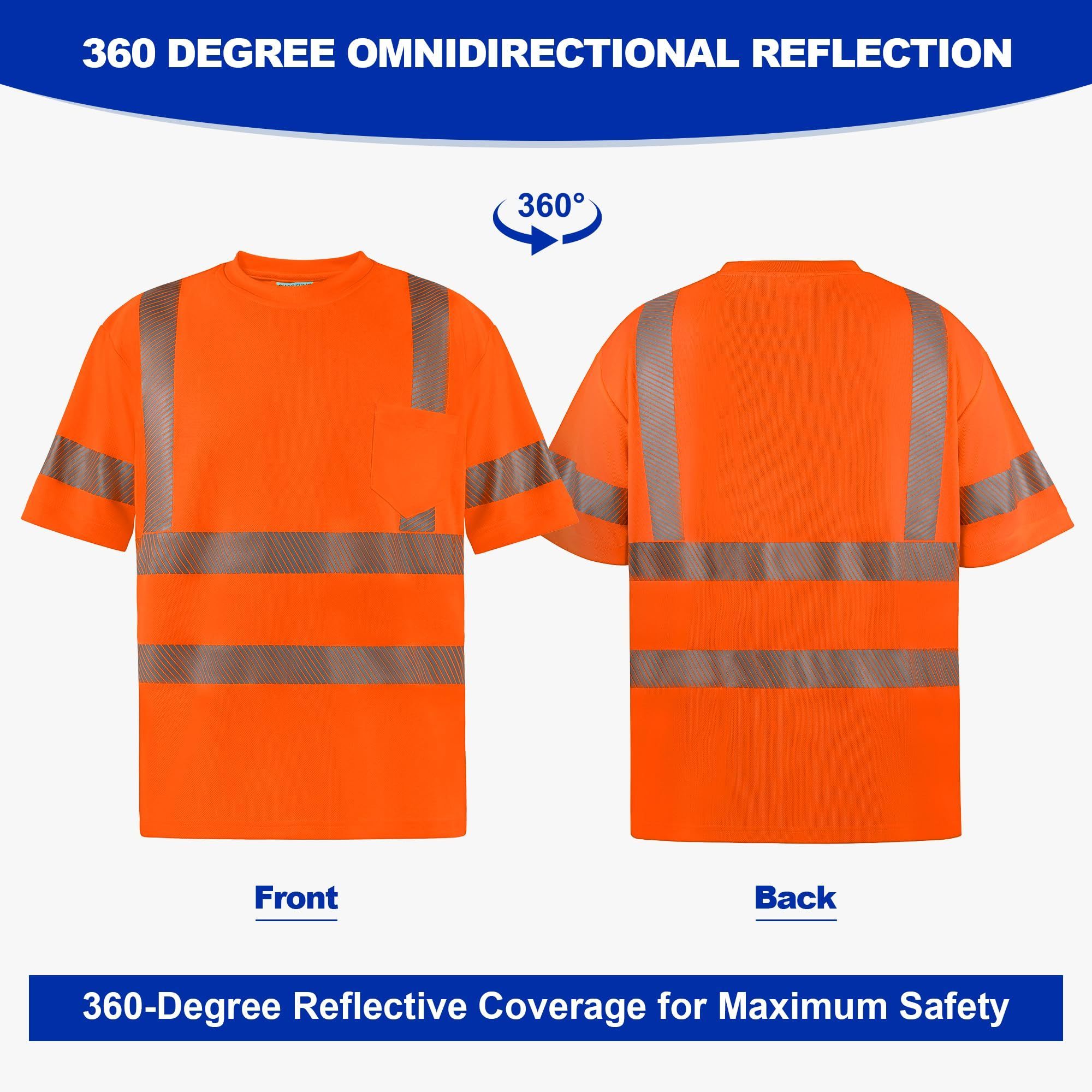 Men's Short-Sleeved Hi Vis Safety Reflective Yellow Orange Polo T-Shirt Custom Logo Workwear Vest Made Polyester Construction