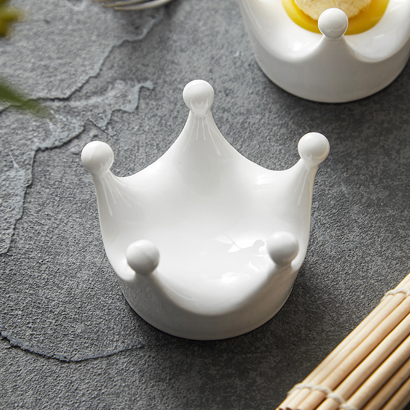 Creative Porcelain Ceramic Dinnerware White Irregular Bowling Ceramic Royal Crown For Restaurant