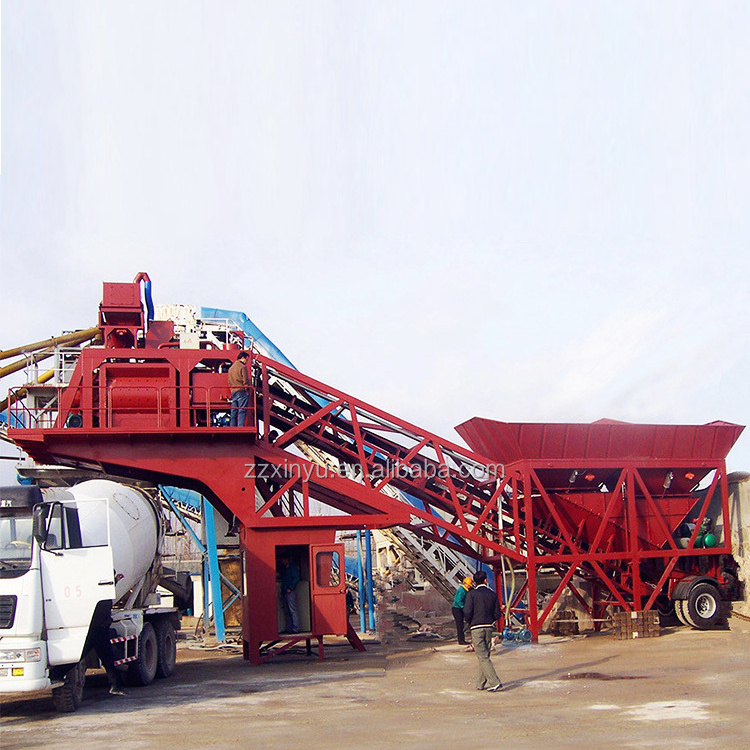 Mini Small 35m3/H Wet Ready Mix Truck Mounted Mobile Concrete Batching Mixing Plant with Horizontal Cement Silo Factory Price