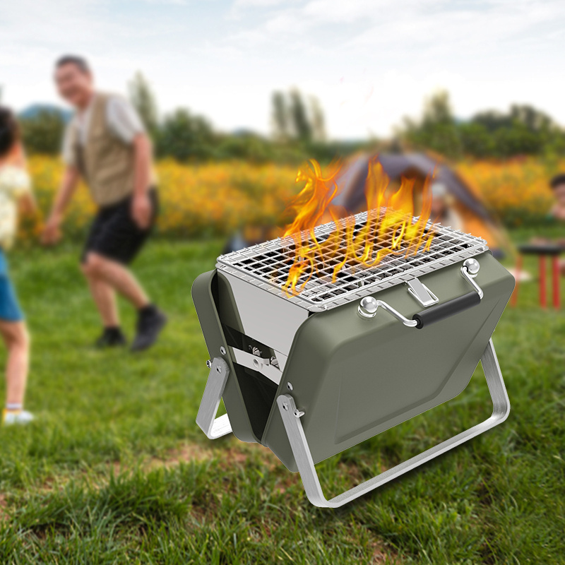 Portable Barbeque Camping Grill & BBQ Utensils Outdoor Foldable Small Steel Charcoal Stainless BBQ Grill