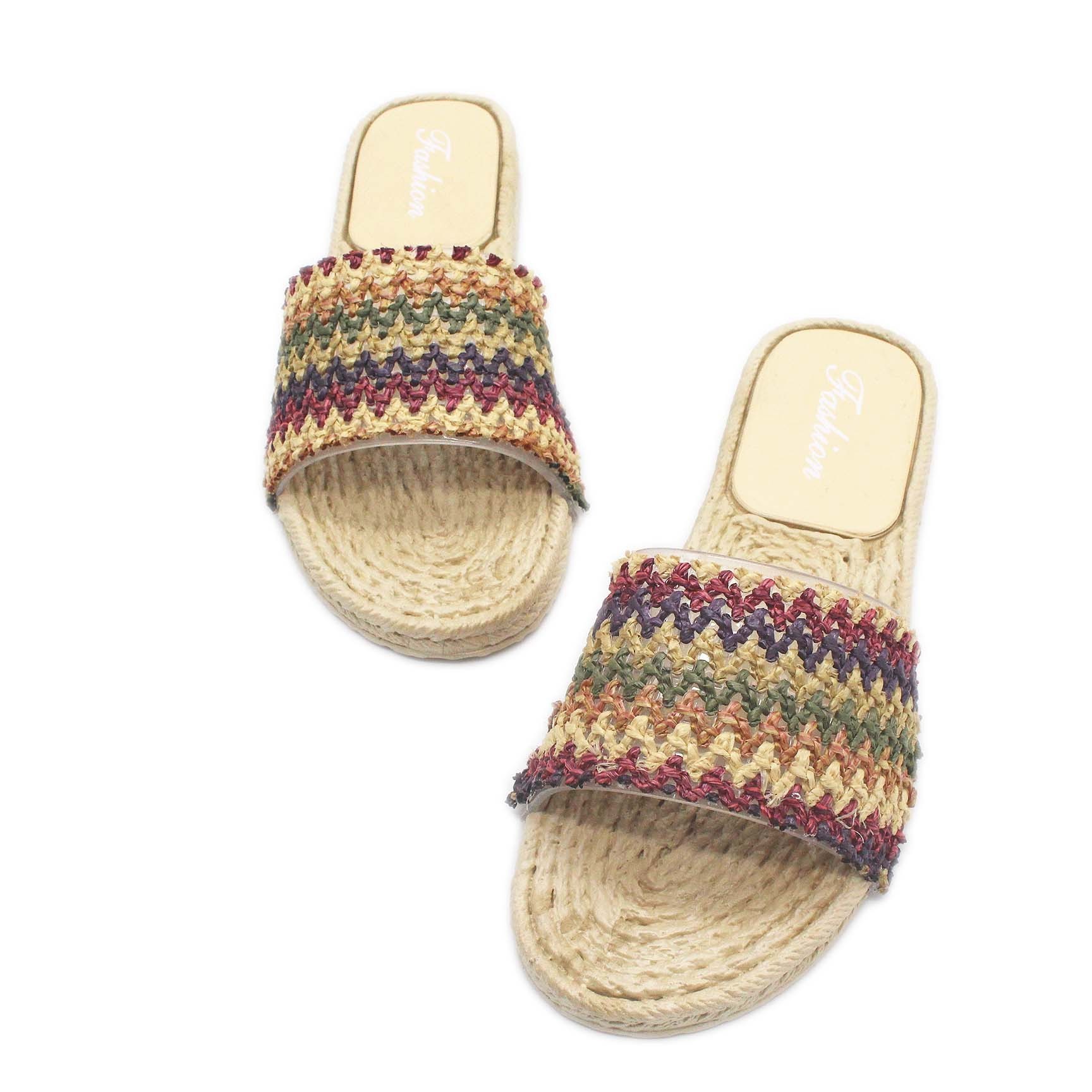 Summer new Bohemian style imitation grass woven fashion everything beach straw rope sandals