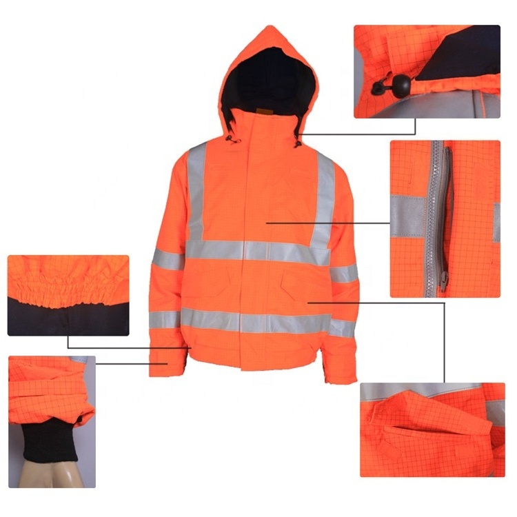 Wholesale EN20471 Orange High Visibility Safety Jacket For Worker