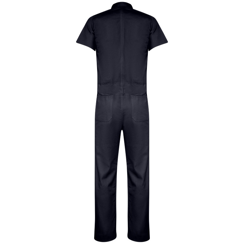 Professional Uniform Short Sleeve Men Denim Jumpsuit With Pockets