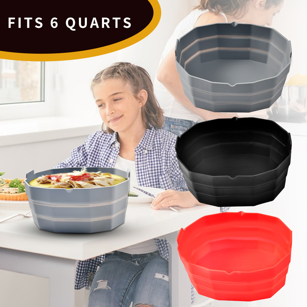 2024 Instock Hot Selling Reusable Kitchenware Slow Cooker Collapsable 4.5QT-6QT-7QT-8QT Silicone insert fit for crockpot