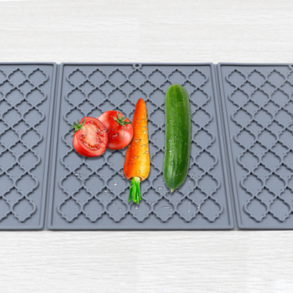 2023 Hot Refrigerator Cooking Collapsible Silicone Dish Drainer Mat for Kitchen Counter, Cutting Under Sink Mat Silicon