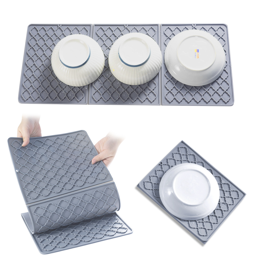 2023 Hot Refrigerator Cooking Collapsible Silicone Dish Drainer Mat for Kitchen Counter, Cutting Under Sink Mat Silicon