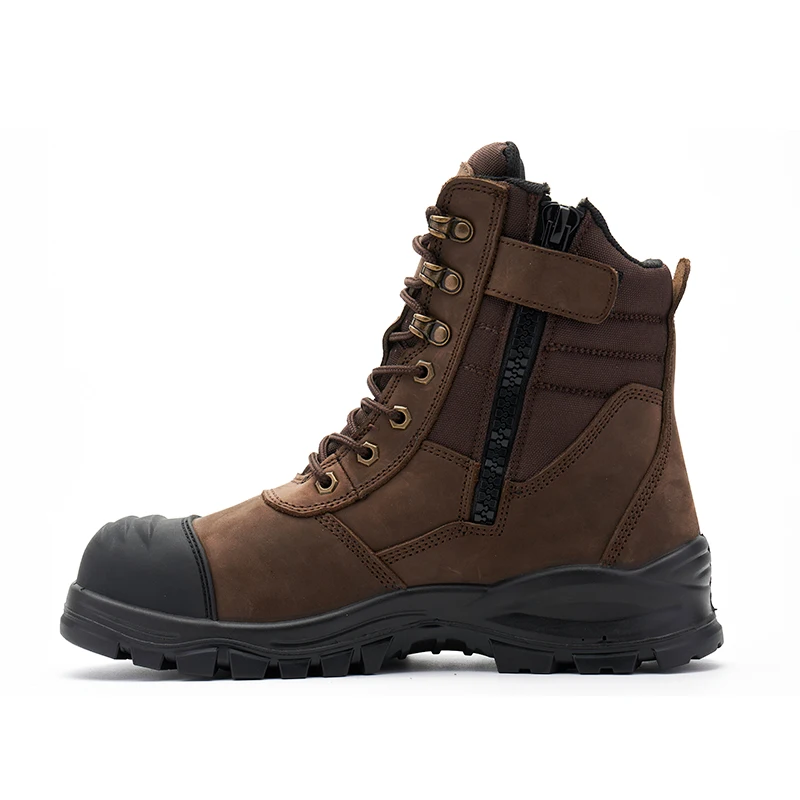 Australia Steel Toe  Top Layer Crazy horse  Leather Shoes Safety Boots,  Zip-Up Steel Toe Safety Boots for Convenient Wear