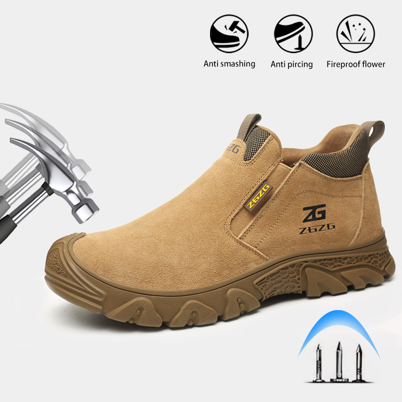 Professional Factory Suede Leather Upper welding men work boots, Rubber Outsole Safety Welding Shoes For Men