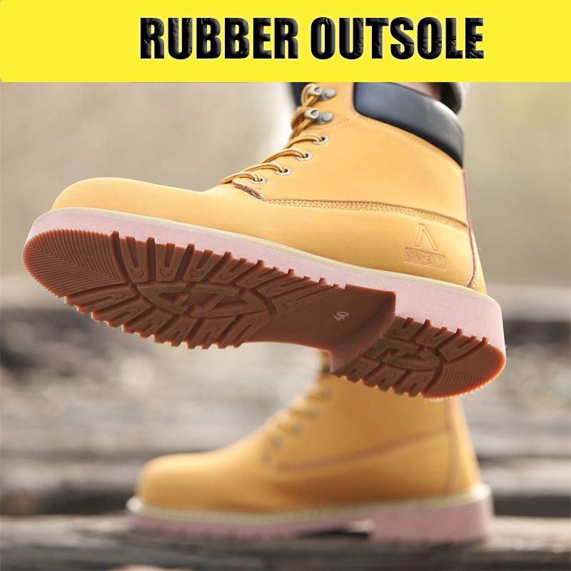 SAFETYLEADERS light weight leather work boots,fashionable men yellow safety boots