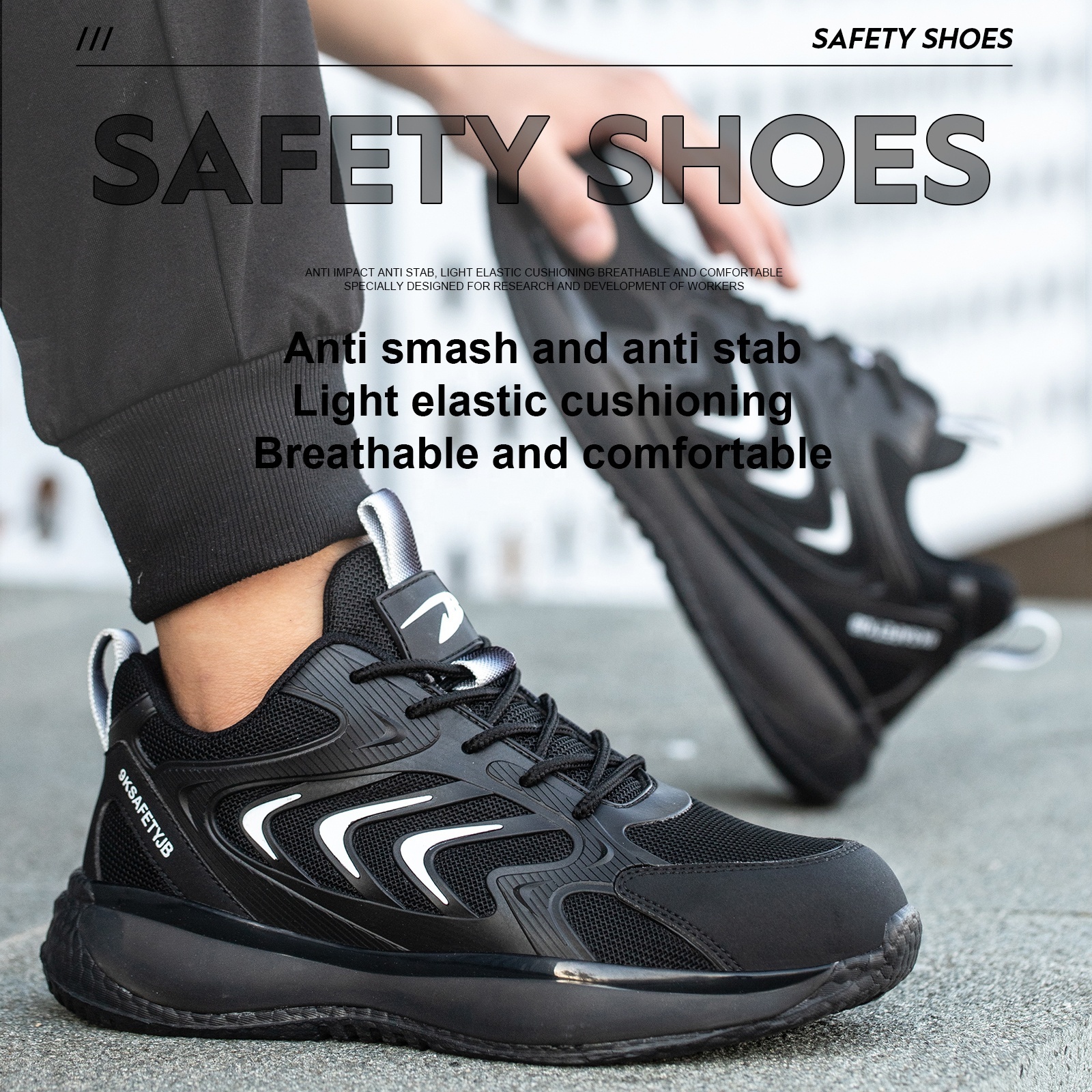 sapatos de trabalho best price The new arrival Reflective strip design lightweight sport safety shoes for men and women