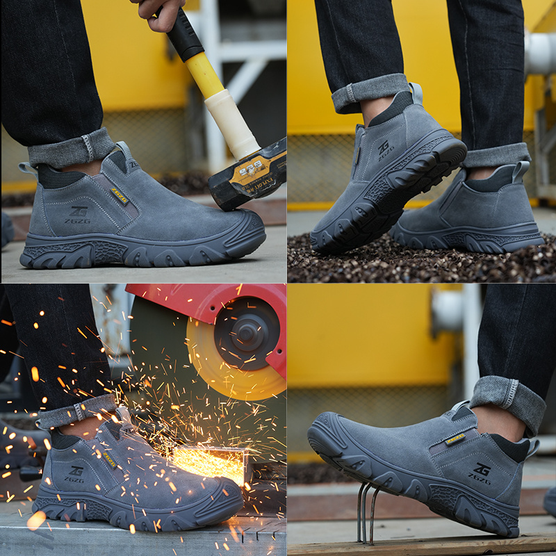 Professional Factory Suede Leather Upper welding men work boots, Rubber Outsole Safety Welding Shoes For Men