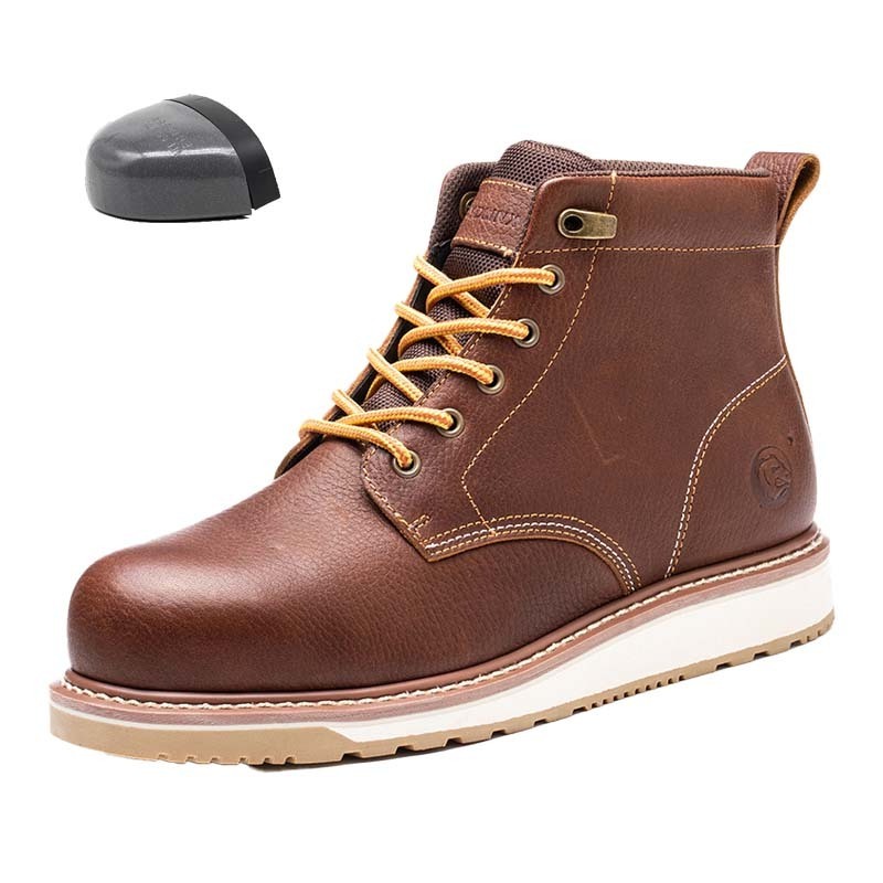 Brand Men's Goodyear Sole Heavy Duty Industry brown Safety Shoes Work Boots Soft ,cow leather safety Shoes