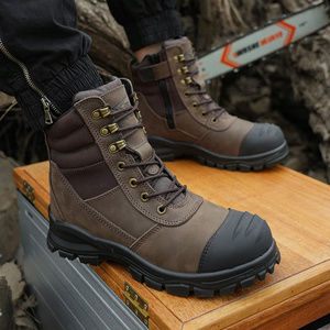 Australia Steel Toe  Top Layer Crazy horse  Leather Shoes Safety Boots,  Zip-Up Steel Toe Safety Boots for Convenient Wear