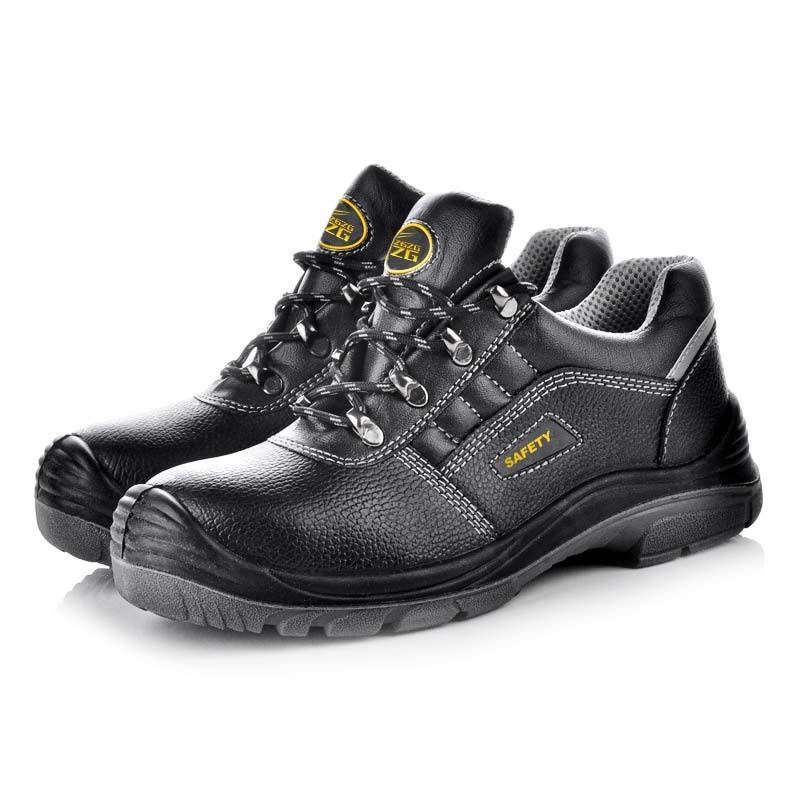 Wholesale price customized reflecting strip genuine leather PU outsole safety shoes steel toe work safety shoes  for men