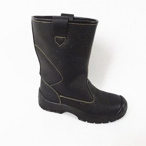 Waterproof leather boots with pu injection outsole steel toe cop  safety rigger boots