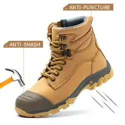 Hot selling men's safety boot steel toec genuine leather upper waterproof safety boot