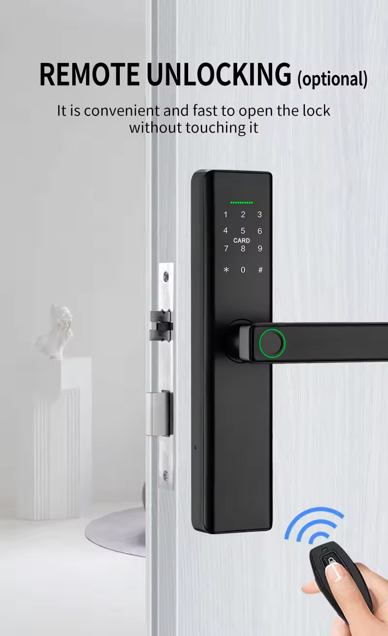 Ttlock App Figerrpint Door Lock With Handle Support Send Temporary Passcode door handles with lock interior doors