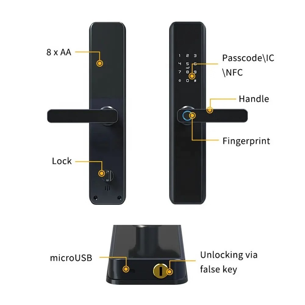 Wifi Remote App Biometric Fingerprint Password Security Hotel Wooden smart Door Lock