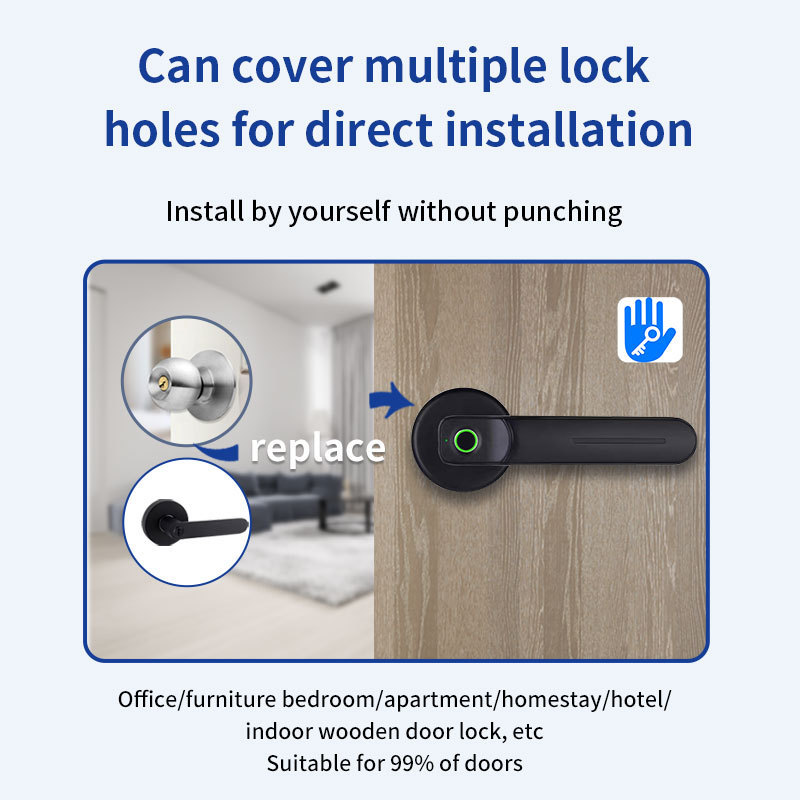 Smart Keyless Fingerprint Electronic Handle Lock Door Safety Handle Lock