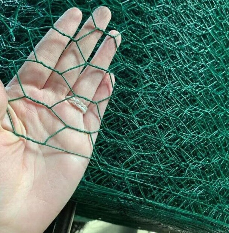 Hexagonal net chicken wire green pvc coated mesh animal livestock fencing (0.9m x 25m)