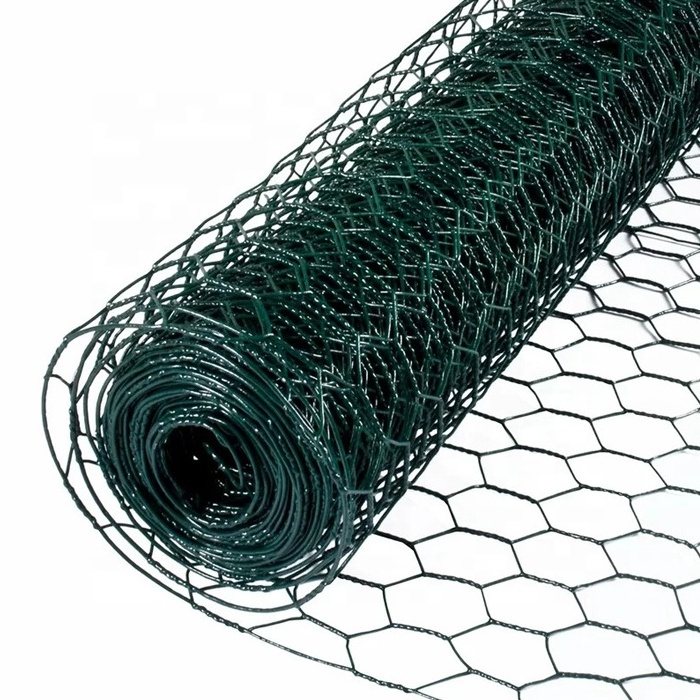 Hexagonal net chicken wire green pvc coated mesh animal livestock fencing (0.9m x 25m)