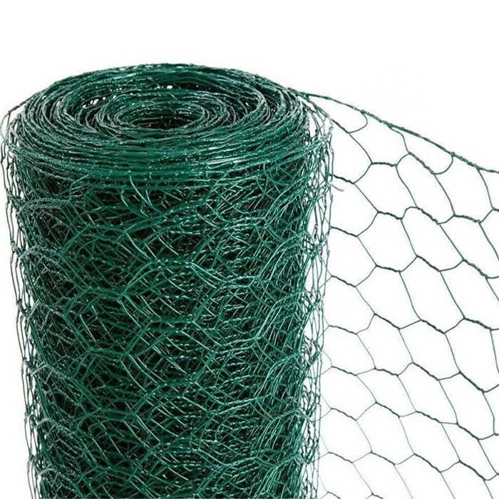 Hexagonal net chicken wire green pvc coated mesh animal livestock fencing (0.9m x 25m)