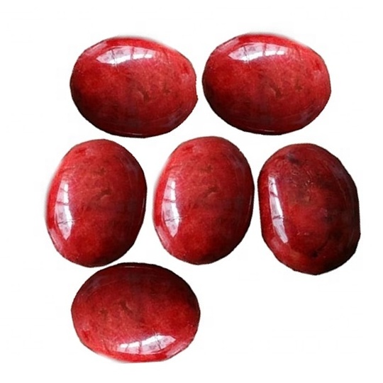 Red Coral Cabochon Oval Shape Flat Back Gemstone Stone For Jewelry Making Calibrated Gemstone Suppliers