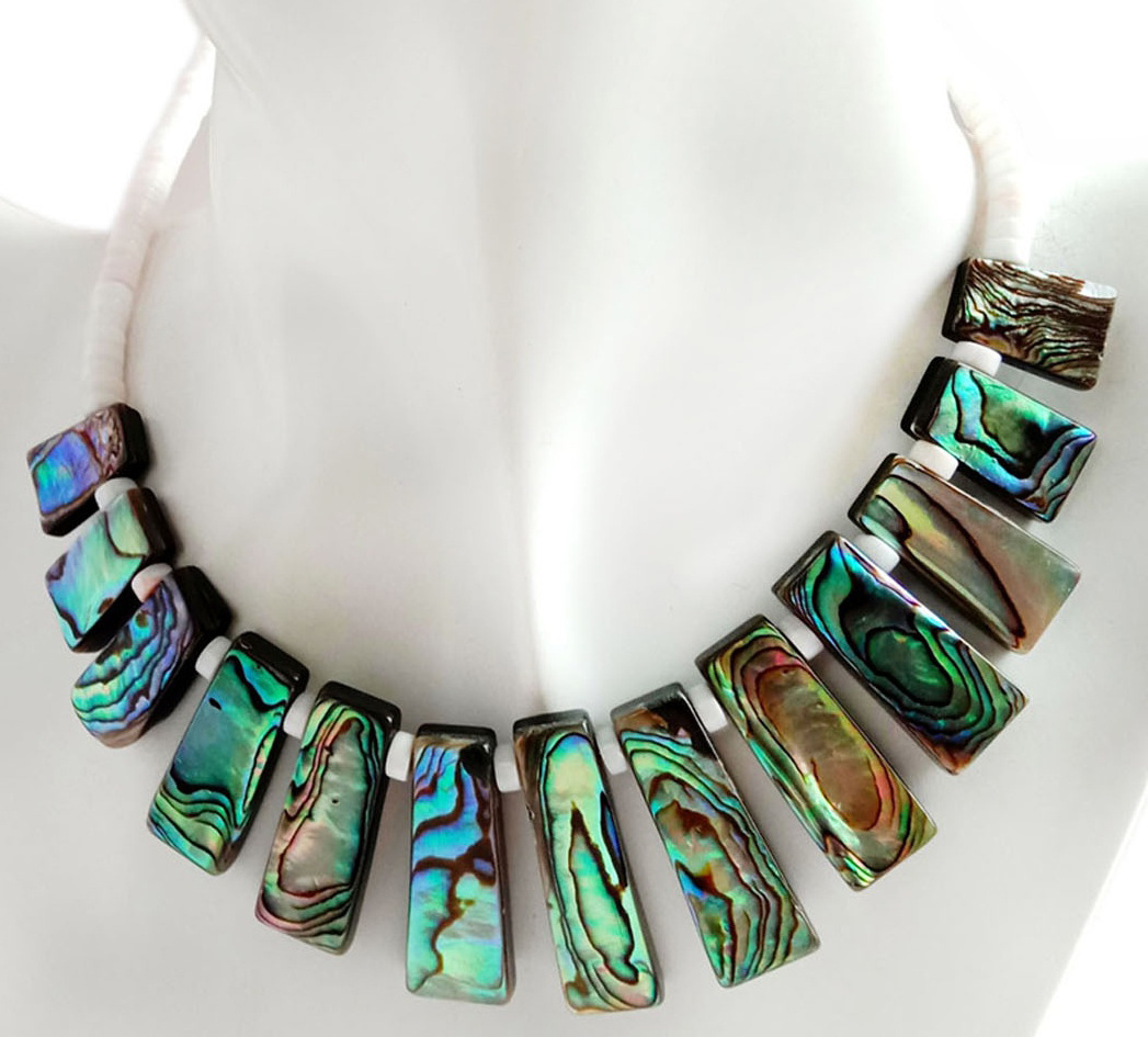 Abalone shell smooth sea shell beads Paua Necklace colour shell for making jewellery