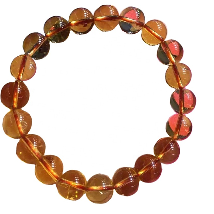 Citrine Gemstone Beads Bracelets Round Natural Citrine Stone Beads