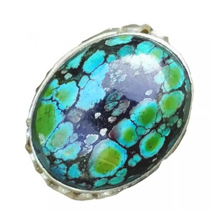 Vintage turquoise rings jewellery Sterling Silver Flat Genuine Turquoise rings