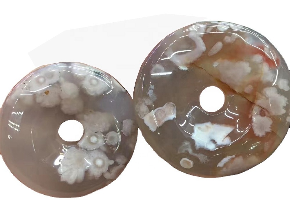 Sakura agate donuts beads make wholesale Natural Moss Agate Donuts