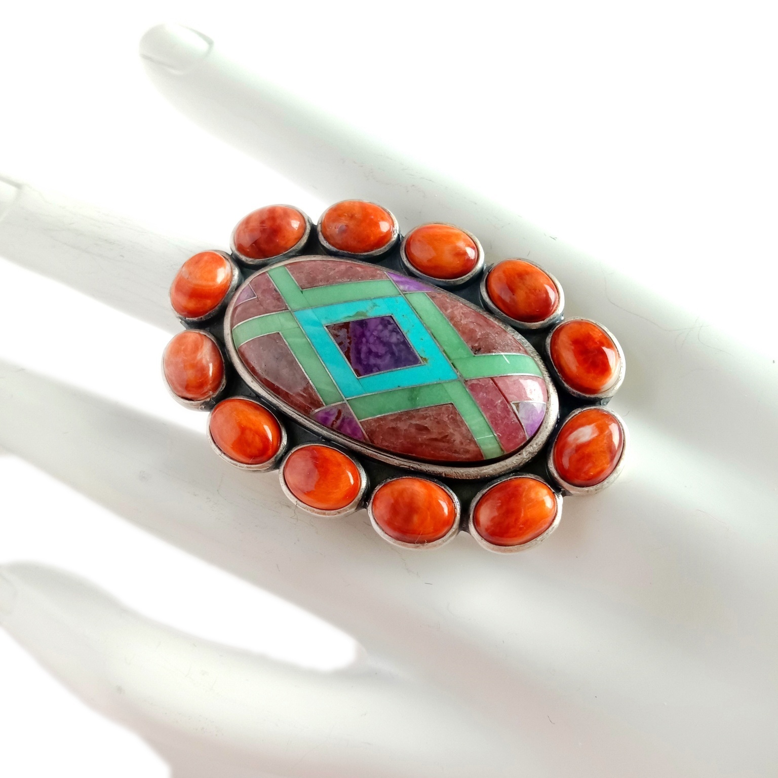 Gemstone Ring Turquoise spiny oyster handmade making