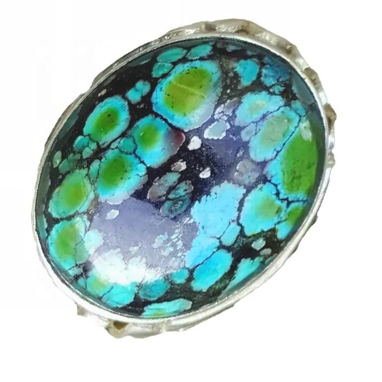 Vintage turquoise rings jewellery Sterling Silver Flat Genuine Turquoise rings