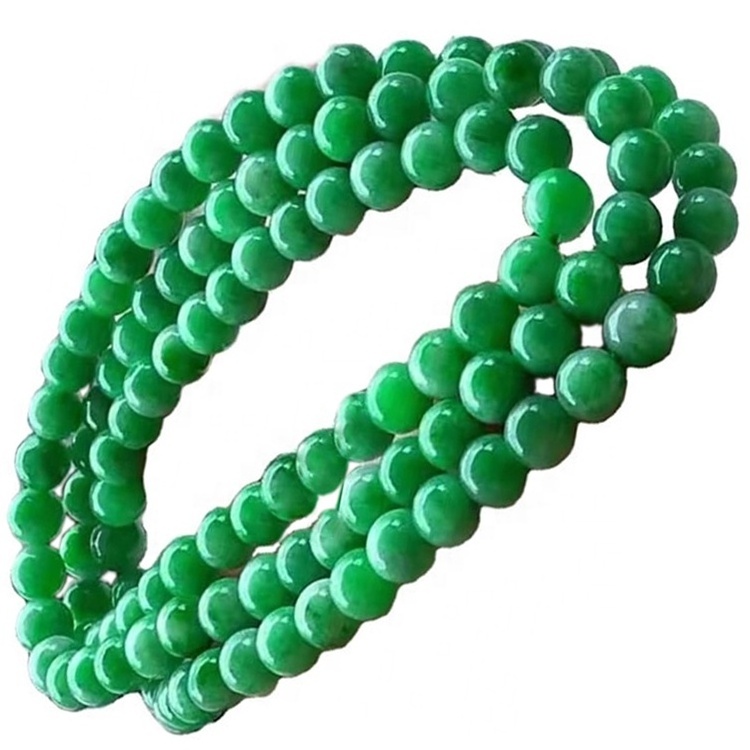 Stone jewelry Emerald round beads necklace