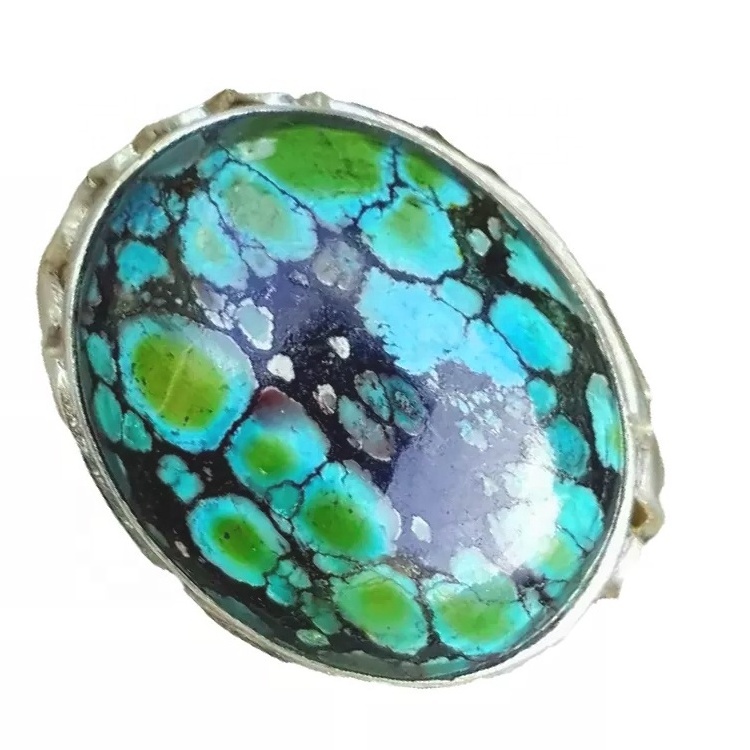 Vintage turquoise rings jewellery Sterling Silver Flat Genuine Turquoise rings