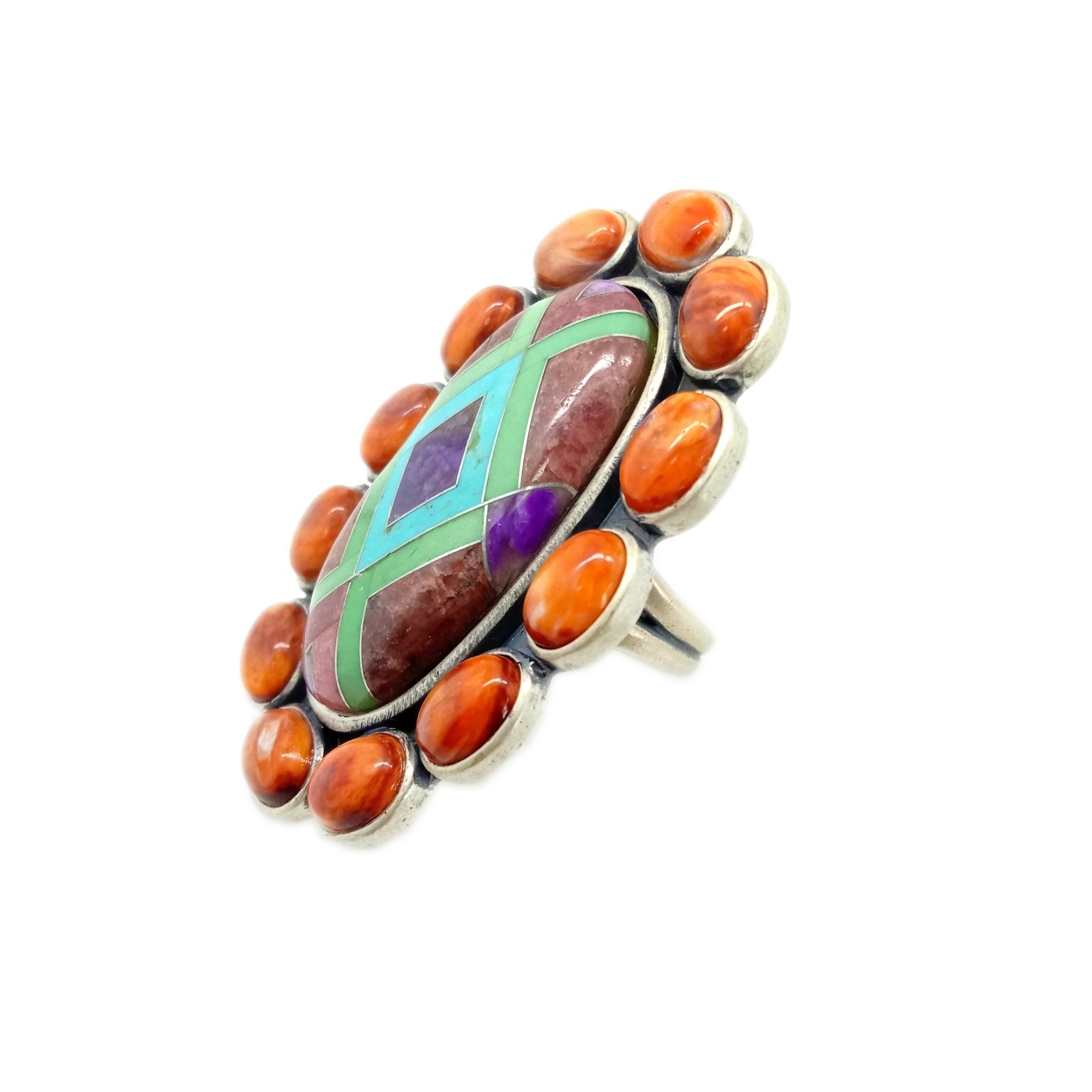 Gemstone Ring Turquoise spiny oyster handmade making