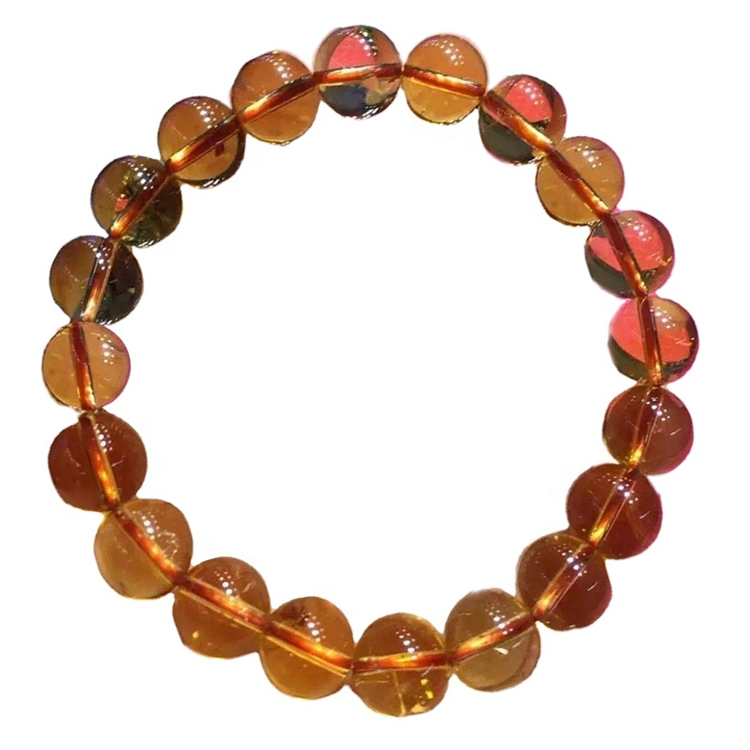 Citrine Gemstone Beads Bracelets Round Natural Citrine Stone Beads