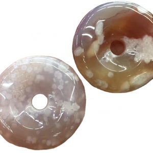 Sakura agate donuts beads make wholesale Natural Moss Agate Donuts