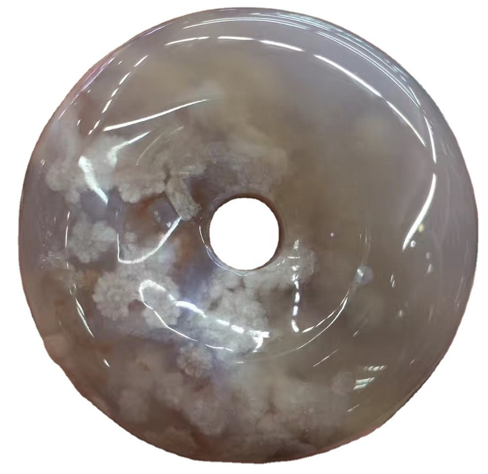 Sakura agate donuts beads make wholesale Natural Moss Agate Donuts