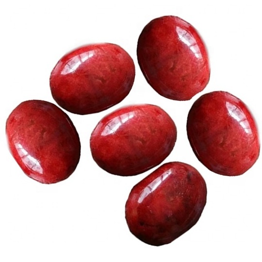 Red Coral Cabochon Oval Shape Flat Back Gemstone Stone For Jewelry Making Calibrated Gemstone Suppliers