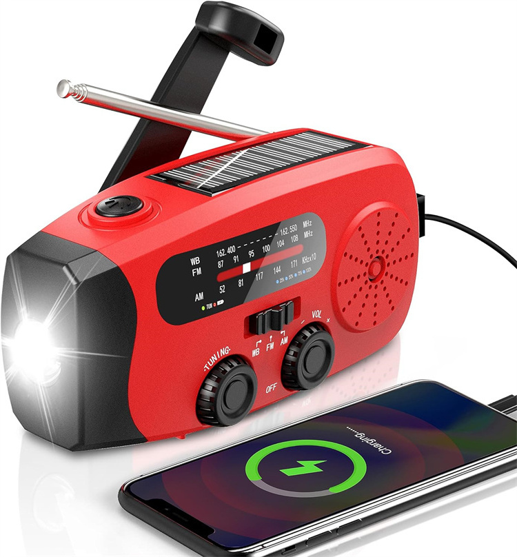 MEDING Emergency Radio with Noaa Weather Alert Portable Solar Hand Crank Generator Hand Dynamo Radio Flashlight